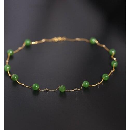 DAIMI GEMSTONES Hetian Jasper Necklace Female Genuine Yellow 18K Gold Jade Pendant Gift