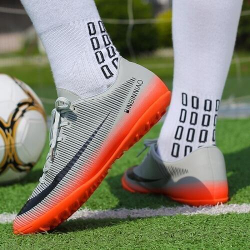 POLALI Adult Soccer Shoes Men Boy Football Boots High Ankle Kids Professional Training Sport Sneakers Size 35-45 Football Shoes