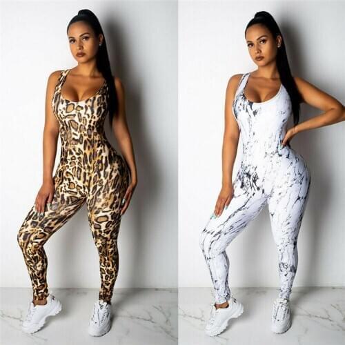 Printed Leopard Halter Casual Jumpsuit Trousers