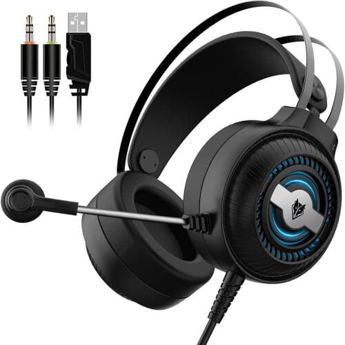 NUBWO N1 PRO 3.5mm Wired Game Headphones Colorful Breathing Lights Noise Canceling E-Sport Earphone with Mic AUX+USB Desktop PC