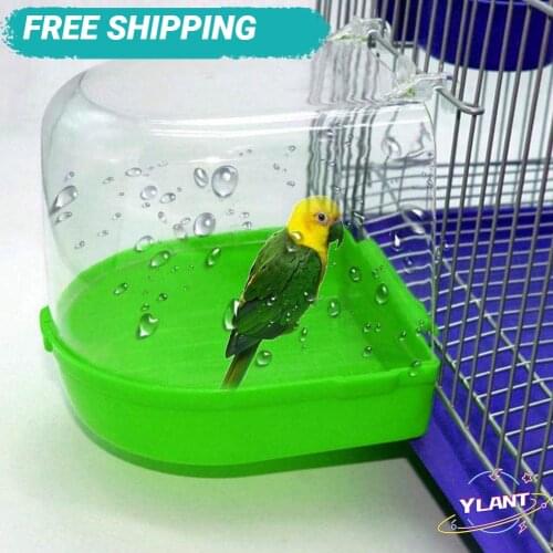 SWT Parrot Bath Transparent Plastic Hanging Tub Shower Hanging Decor Bird Bath Bathtub Bird Cleaning Tool Cage Accessories