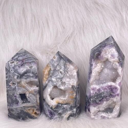 Rare Natural Agate Fluorite Minerals Points Ore Original Crystal Decorative Collection