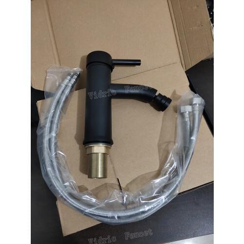 Vidric hot and cold mixing basin faucet black , bathroom mixer tap Brass + Free Pipe