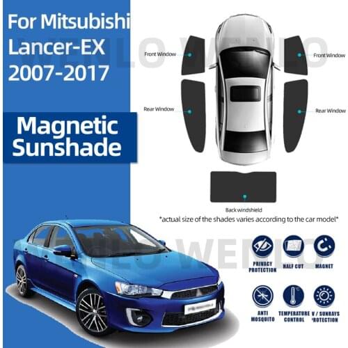 For Mitsubishi Lancer-EX 2007-2017 Protective Cover Foldable Sunshades Cool Down Curtains Magnetic Mesh Easy Installment Sun Net