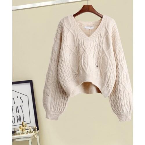 2021 spring and autumn fashion new womens long-sleeved v-neck foreign-style sweater casual all-match knitted top