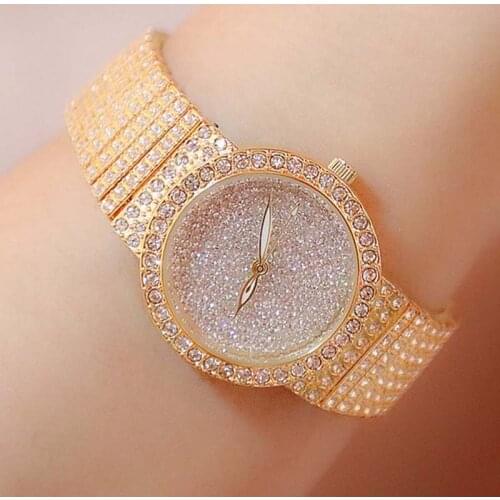 Rose Gold Female Lady Watch High-Grade Fully-jewelled Designer Brand Luxury Diamand Womens Watch 2020 Bracelet Hand WristWatch