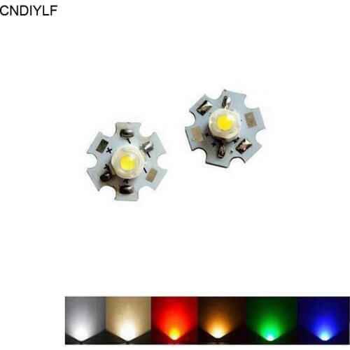 10Pcs 3W High Power Chip white Red Blue Green light bead emitter LED Bulb Diodes Lamp Beads with 20mm Star Platine Heatsink