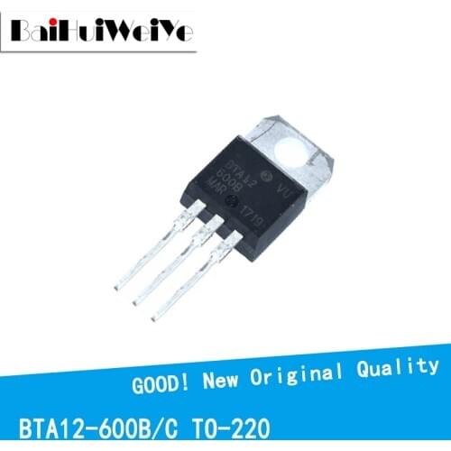 10PCS/LOT BTA12-600B BTA12-600C BTA12 BTA12-600 12A 600V TO-220 New and Original IC Chipset MOSFET MOSFT TO220