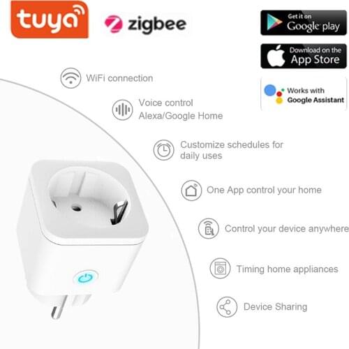 16A EU Smart Wifi Power Plug with Power Monitor Smart Home Wifi Wireless Socket Outlet Works with Google Home Alexa Tuya App