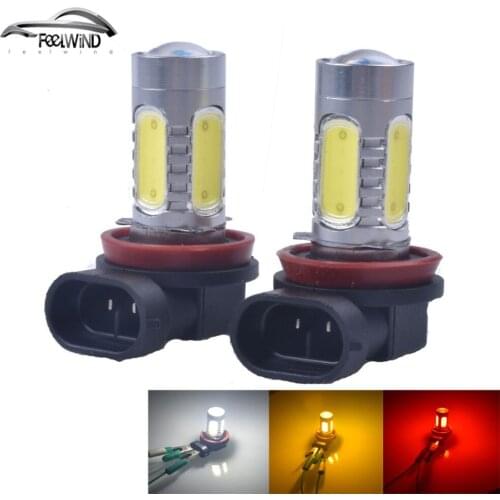 2Pcs White H8 lamp H11 COB LED Bulb Car Auto Light Fog Headlight Lamp 12V DC