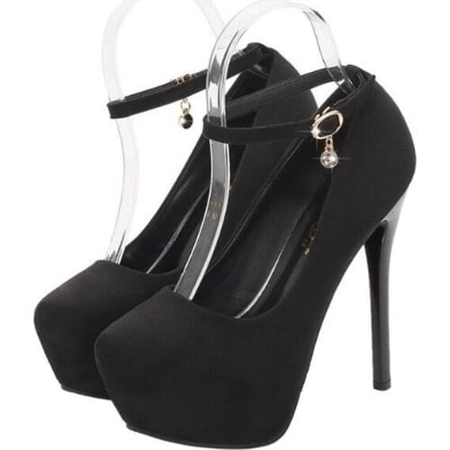 2020 New Women Pumps Spring Fall Office Shoes Flock Slip On 14CM Thin High heel Round Toe waterproof Classics shoes for women