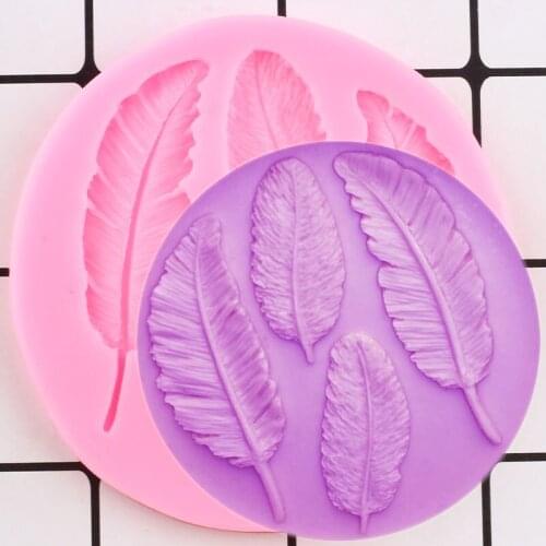 3D Birds Feather Silicone Molds Leaves Cupcake Topper Fondant Molds DIY Cake Decorating Tools Candy Chocolate Gumpaste Moulds