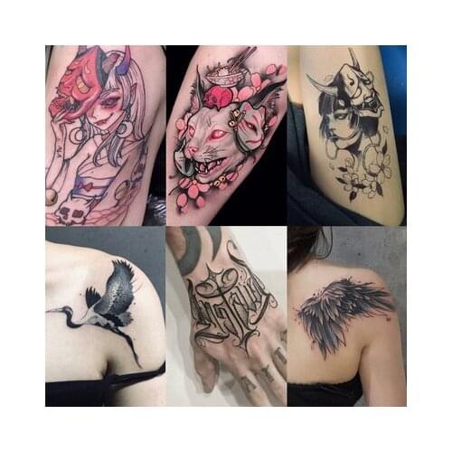 3D Temporary Tattoo Sticker For Men Women Arm Art Lovers Cool Leg Tatoo Paper Waterproof Body Art Black Colorful Tattoos