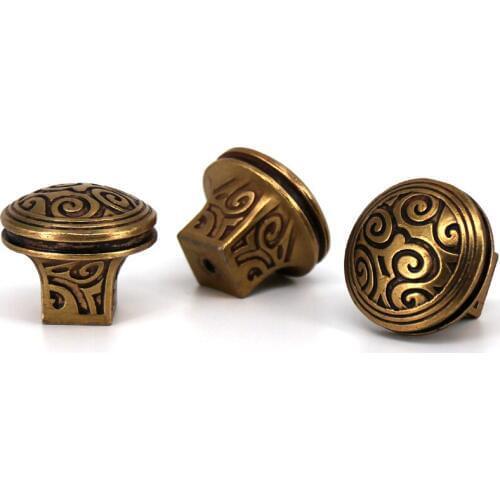 4PCS New European Retro Style Furniture Cabinet Knob Antique Solid Drawer Handle knob Luxury Door Pull