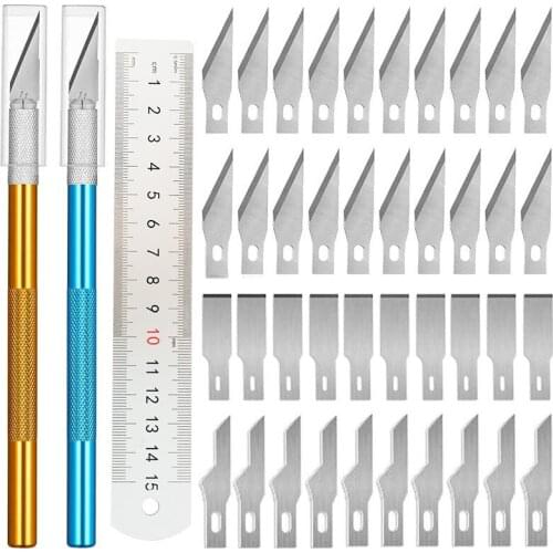 43 Pieces of Blade Tools, Non-slip Metal Model Tools, Carving Knives, Cutting Knives, Craft Knives, Ceramic Making Tools