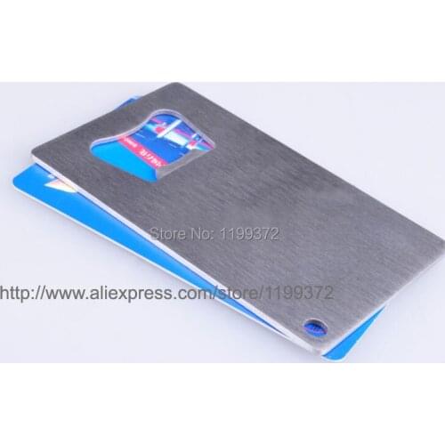 50pcs a lot DHL Freeshipping Polybag Packing Wallet Size Stainless Steel Credit Card Bottle Opener Openers