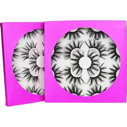 7 pairs 25mm eyelashes, fluffy /thick false eyelashes dramatic faux 25mm mink eyelashes with purple eyelashes packaging box