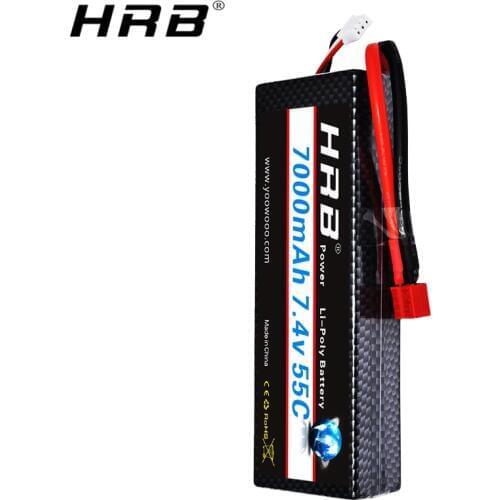 HRB 2S2P 7.4V 7000mah 2S 55C Hard Case Lipo Battery TRX T Deans XT60 EC5 XT90 For Traxxas SCX10 Car FPV Airplane Truck RC Parts