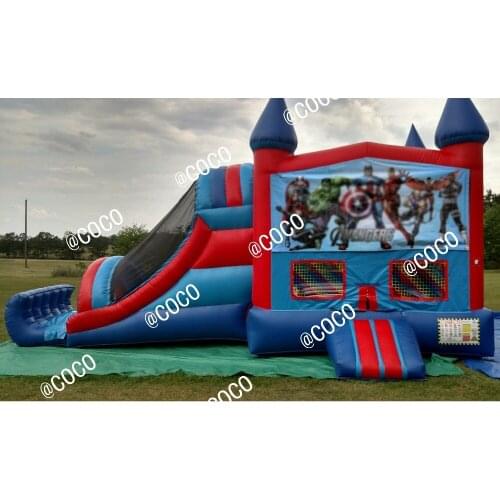 Free air ship to door!23x13ft popular banner inflatable bounce castle,boy bouncer with slide combo,jumping house for kids