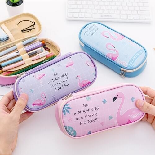 Kawaii Creative animal lol big pen bag multi-function stationery bag PU pencil bag student pencil case pen case pencil bag