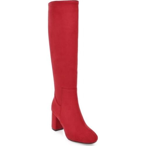 Big Size 11 12 13 14 Fashion of Euro-American Square Head, Rough Heel, Side Zipper, Slender and Long Boots