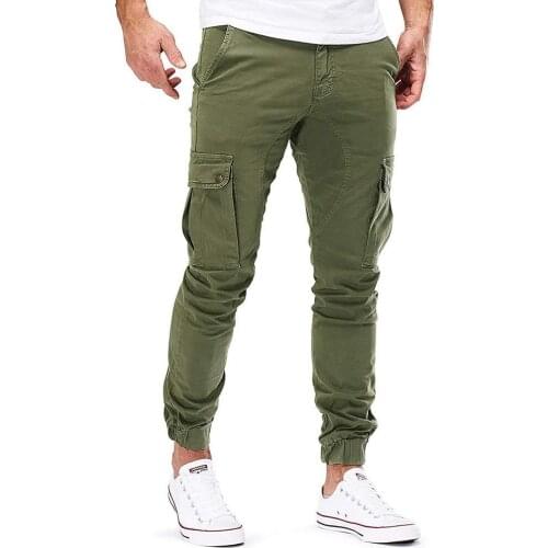 New Men Casual Cargo Workwear Pants Trousers Fashion Elasticated Slim Casual Multi-Pocket Long Sport Jeans Work Pants for Men
