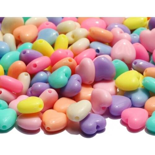 11mm Heart Acrylic Spacer Beads Candy Color Loose Necklace Beaded For Jewelry Making Handmade Diy Charm Bracelet Accessories