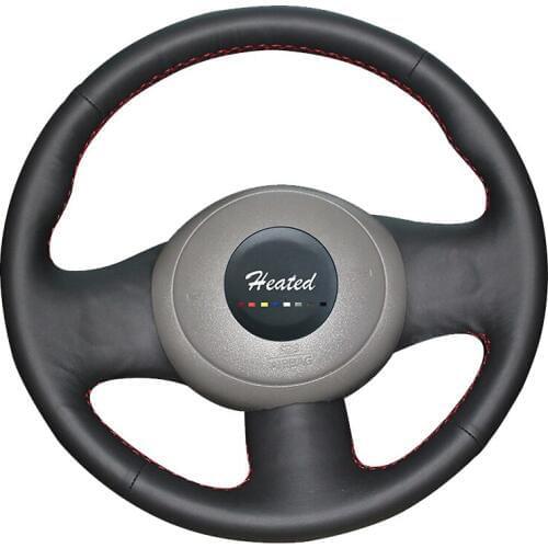 Steering Wheel Cover for Nissan March Sunny Versa 2013 Almera Hand Sewing Microfiber leather Braid on the steering wheel