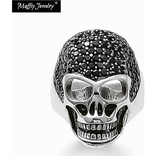Black Skull Ring,Europe Style 925 Sterling Silver Rebel Good Jewerly For Men And Women,2017 Gift,Super Deals