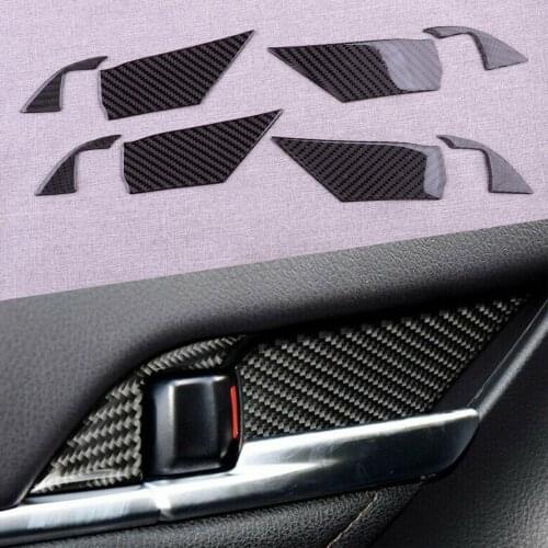 CITALL 8pcs/Set Car Interior Door Handle Bowl Cover Trim Fit for Toyota Camry 2018 2019 2020 Carbon Fiber Black Decoration