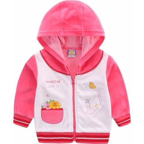 Wholesale Baby Blouse Velour Boys Clothes Long Sleeve Warm Girls Coats Toddler Zipper Hoodie Suits Kids 15 pcs/lot Clothing