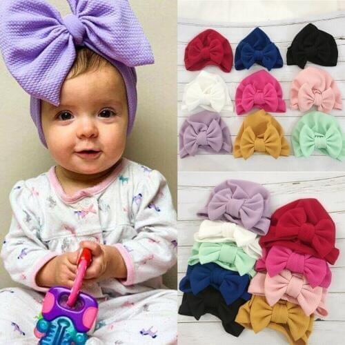 Newborn Baby Infant Girl Toddler Comfy Bowknot Hospital Caps Solid Bowknot Warm Beanie Hat