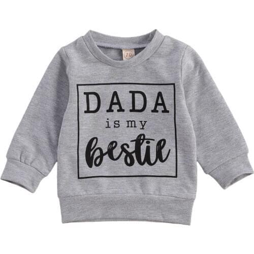 Kids Sweatershirts Toddler Boys Girls Letter Print O-neck Sweatshirt Spring Autumn Pullover Cotton Hoodies Children Outwear Tops