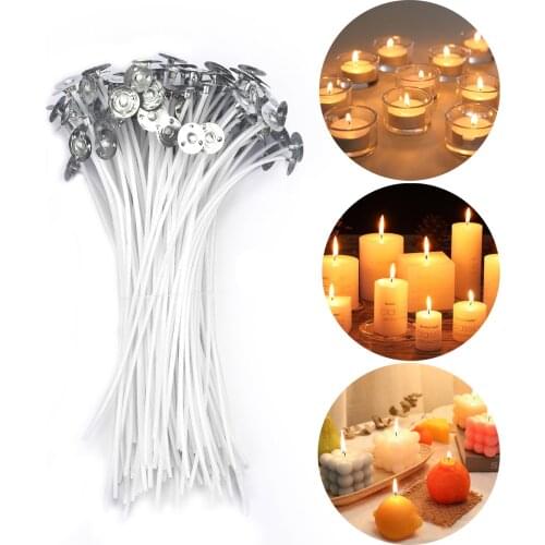 100Pcs Candle Wick Smokeless Wax Pure Cotton Core DIY Epoxy Resin Mold Jewelry Making Tools Party Decor 2.6/9/12/15/18/20cm