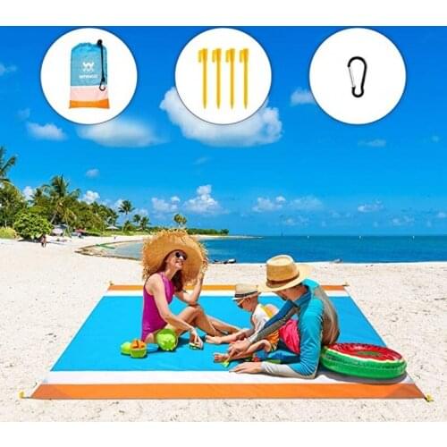 200x210cm Pocket Picnic Waterproof Beach Mat Sand Free Blanket Camping Outdoor Picknick Tent Folding Cover Bedding Hiking