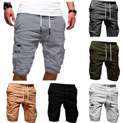 Mens Shorts Summer New Casual Multi-pocket Knee Length Trousers Men Streetwear
