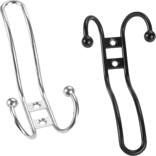 1set Wall Door Hook Double Head Prong Coat Hanger w/screw Furniture Kitchen/Bathroom Handbag Bag Towel Key 139*66mm Black/Silver