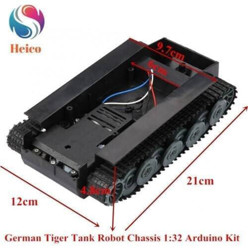 German Tiger Tank Chassis 1:32 Smart Robot Acrylic Chassis Tank Truck With Rubber Crawler UNO Development Board for DIY Kit
