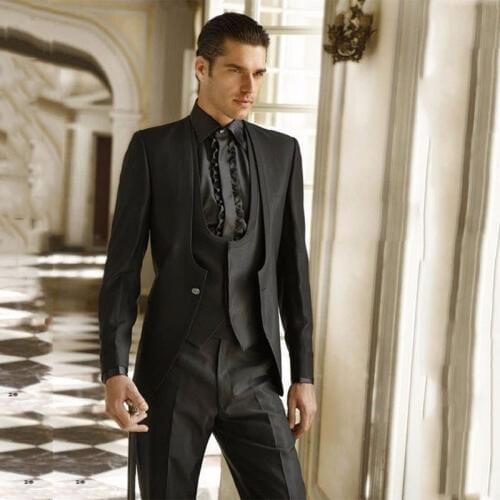 Latest Coat Pant Designs Black Men Classic Suits for Wedding Italian Groom Tuxedos Slim Fit Terno Masculino Prom Party 3Pieces