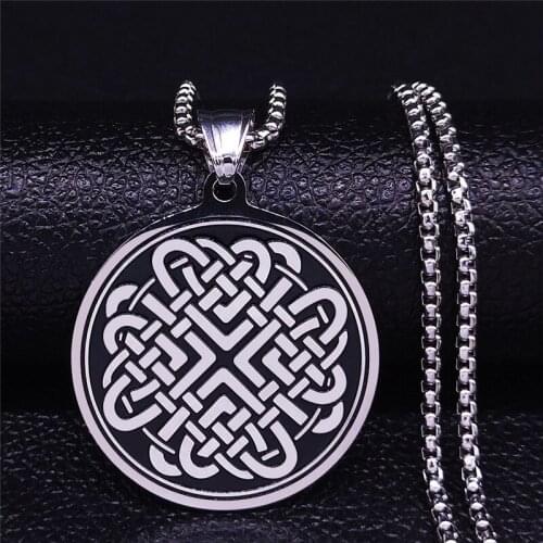 2021 New Irish Knot Stainless Steel Statement Necklace for Women Silver Color Chain Necklace Jewelry cadenas para N4072S05