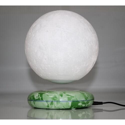 New invention gift Office Desk Decoration Magnetic Levitation 8 inch moon Globe Emerald color base Floating Night Light