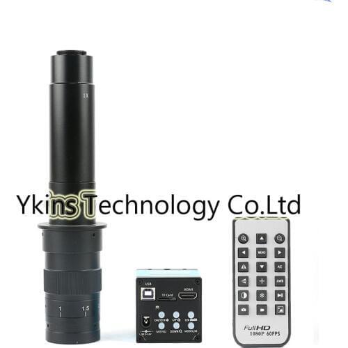 NEW 1080P 16MP HDMI USB TF Card Video Recorder Industrial Video Microscope Camera IR Remote Controller +180X 300X C-mount Lens