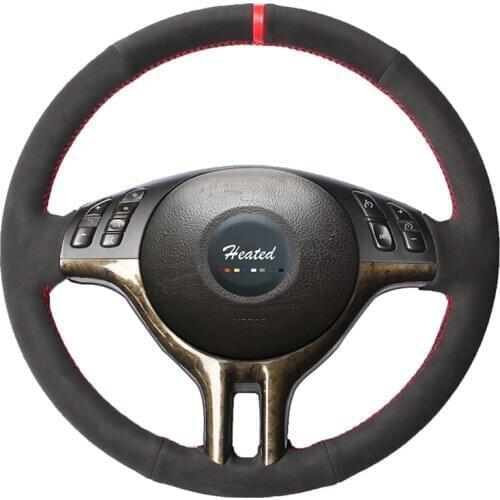 Suede Leather Stitched Car Steering Wheel Cover for BMW E39 E46 325i E53 X5 braid on the steering wheel capa para volante