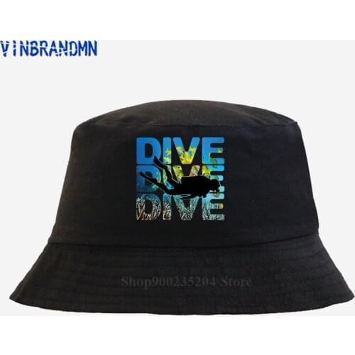 New Scuba Diving Printed Bucket hat SCUBA DIVER dive down flag Dive Fishing hats 2021 brand Design Summer simple diving sun hats