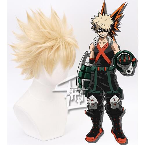 Anime My Hero Academia Baku No Hero Bakugou Katsuki Bakugo Short Linen Blonde Heat Resistant Cosplay Costume Wig