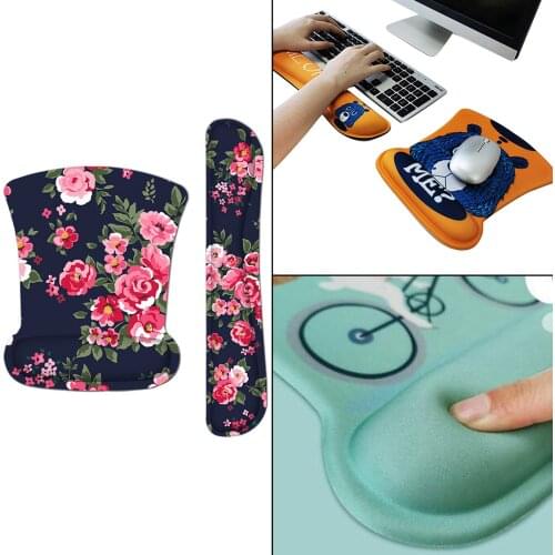 Wrist Rest Support for Mouse Pad & Keyboard, Roses Print Mousepad Non-Slip Base Easy Typing Cushion , Memory Foam