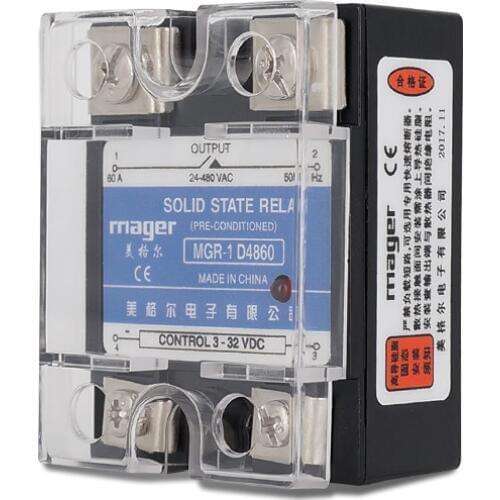 60A Solid State Relay SSR-60DA MGR-1 D4860 3-32VDC TO 24-480 VAC DC To AC With Protective covers
