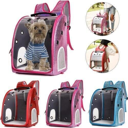Pet Backpack Transparent Pet Trolley Double-Shoulder Bag Breathable Ventilation Net Pocket Travel Cat Dog Carrier Bag no drawbar