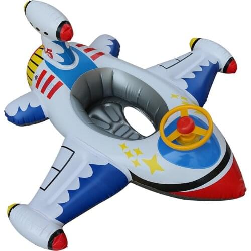 Airplane Infant Float Pool Swimming Ring Inflatable Circle Baby Seat with Steering Wheel Outdoor Summer Beach Party Pool Toys