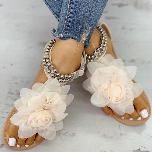 Gladiator Sandals Bohemia Women Summer 2020 Flower Flat Sandals Tstraps Clip Toe Sandals Ladies Shoes Sandalias Mujer Plus Size